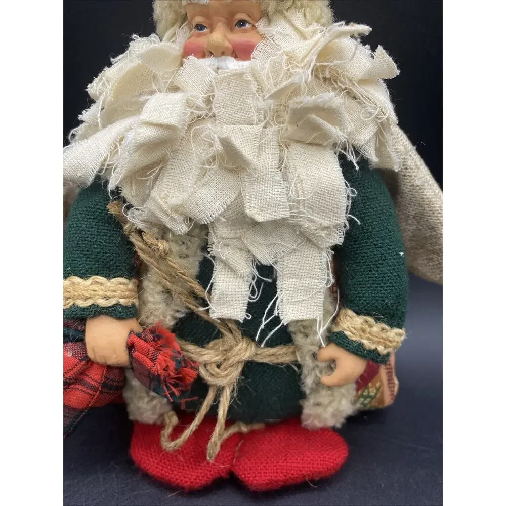Homemade Cloth Santa Angel With Bag. Hands And Face-Plastic 10”X 8” X 2”